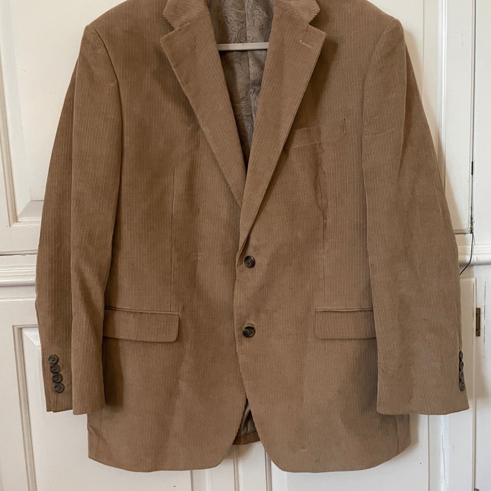 Chaps men’s corduroy 2 button brown front pocket 100% cotton blazer size 42R